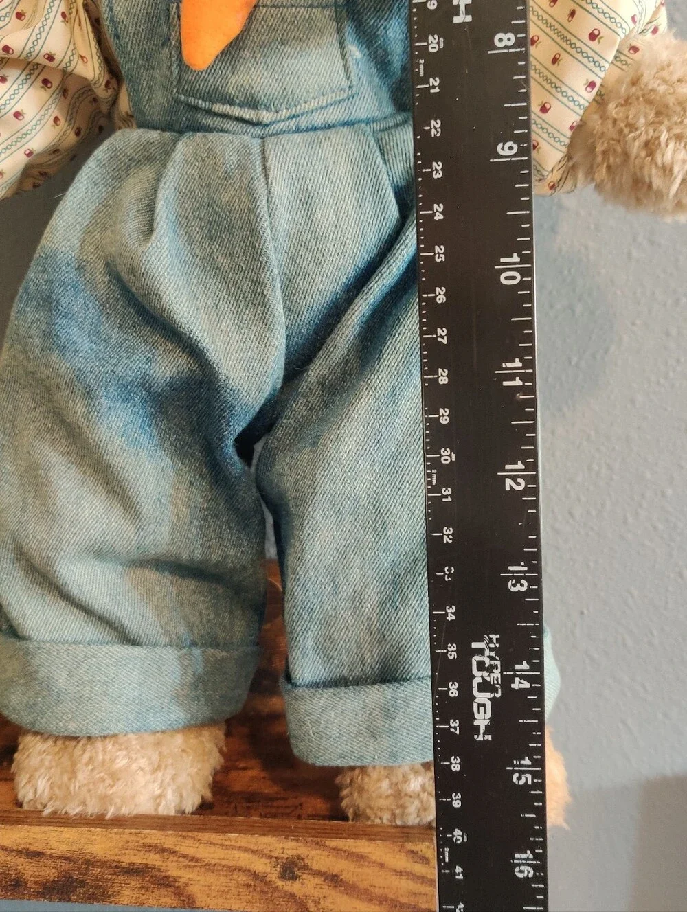 Easter Rabbit Plush Jean Denim Coveralls Straw hat Garden 16